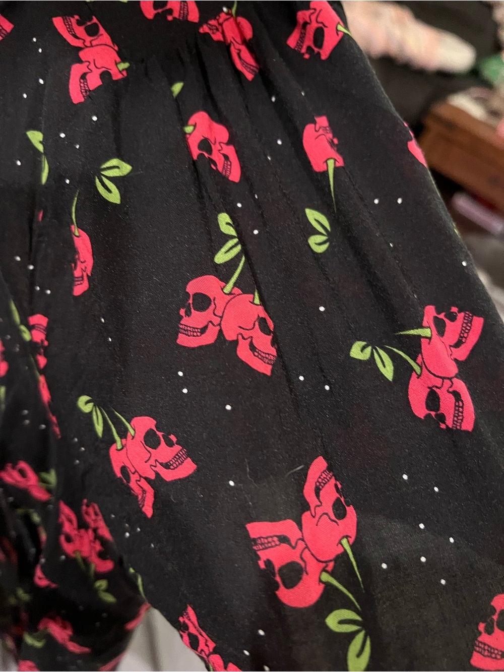 Torrid Black Cherry Skull Button-Up Blouse - Picture 2 of 5